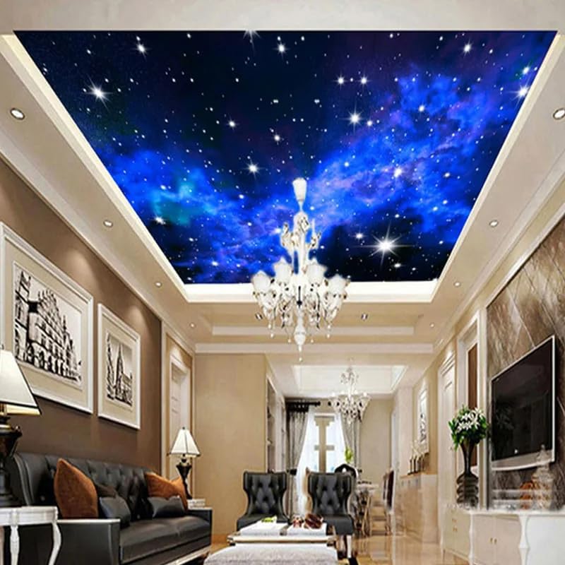 Custom Galaxy Murals Stars Peel and Stick Wallpaper Natural Landscape Night View Ceiling Wall Paper for Living Room 3D Wall Mural