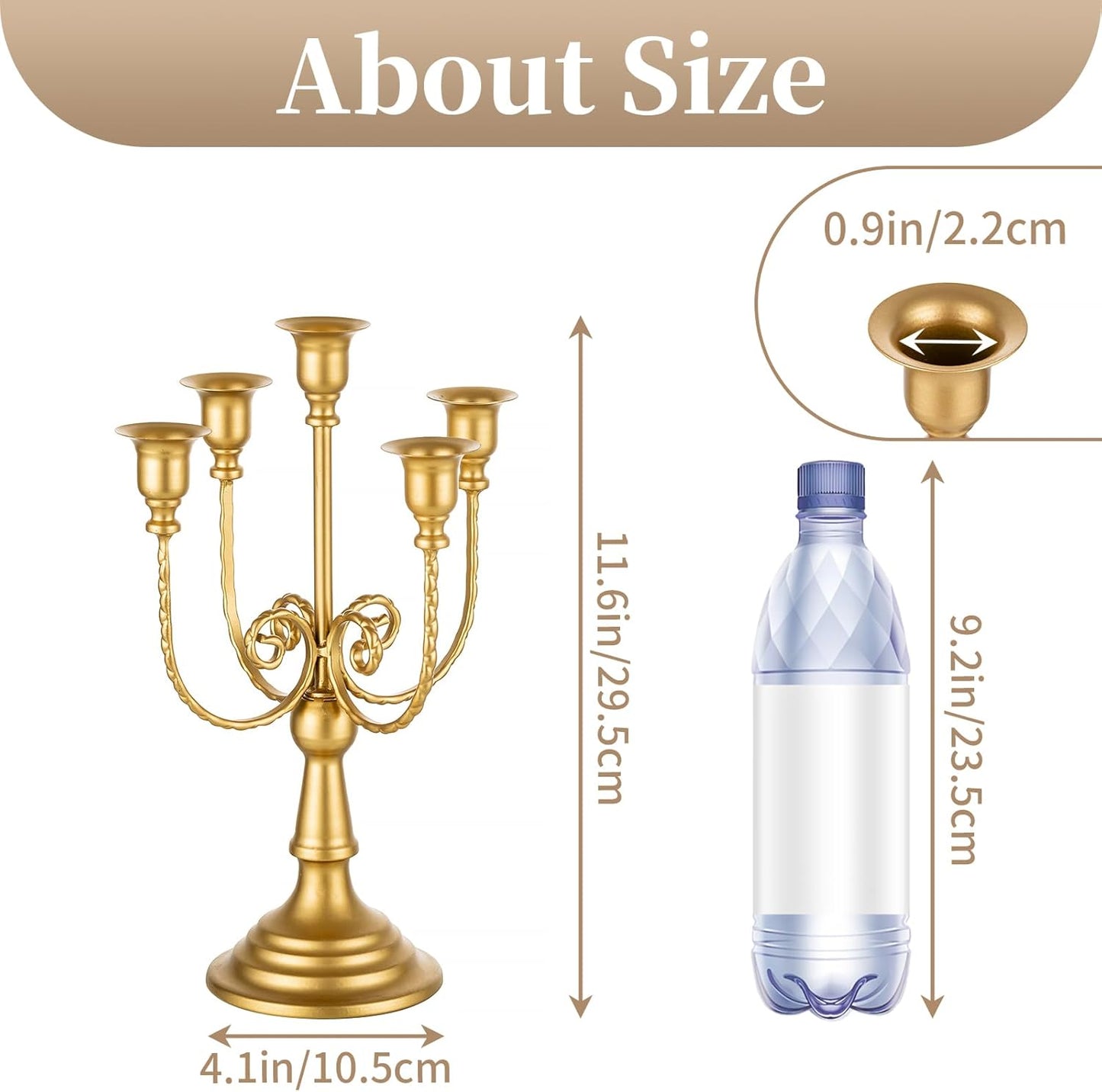 Sziqiqi Gold Candlestick Holder Candelabra - Taper Candle Holders for Wedding Centerpiece 5-Arms Candle Stick Stands for Candlelight Dinner Table Christmas Mantel Festivals