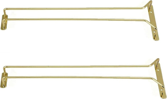 TrueCraftware- 24-Inch Wine Glass Rack Brass Finish Set of 2- Stemware Rack Wire Hanging Rack Under Cabinet Wine Glass Stemware Holder Glass Storage Hanger Organizer for Kitchen and Bar