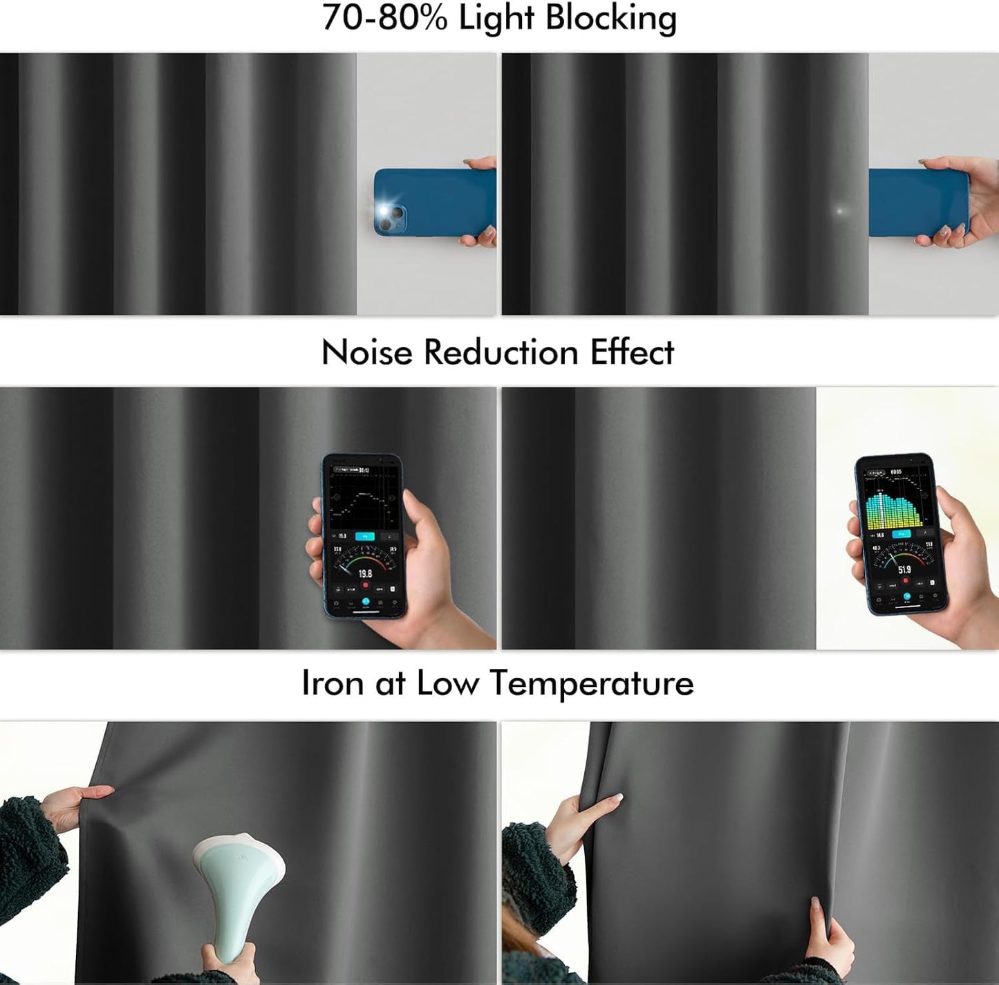 MIULEE Back Tab Grey Blackout Curtains 102 Inch Long 2 Panels Set for Living Room Bedroom, Rod Pocket/Pinch Pleated Thermal Insulated Room Darkening Light Blocking Floor to Ceiling Curtains/Drapes