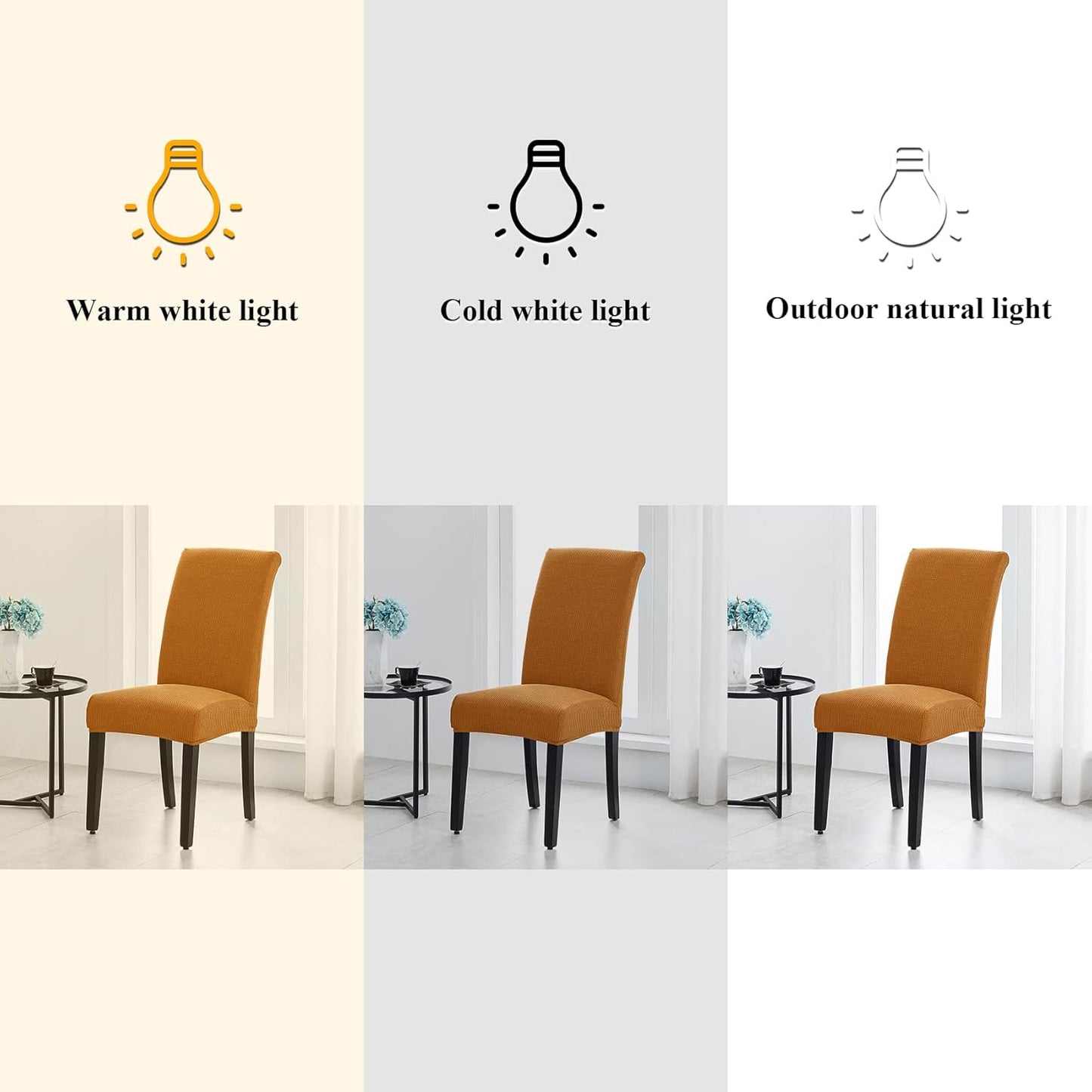 Joccun Chair Covers for Dining Room Set of 6,Dining Chair Slipcovers Stretch Dining Room Chair Covers Seat Protector,Washable Parsons Chair Cover for Home,Hotel,Banquet(Gold,6 Pack)