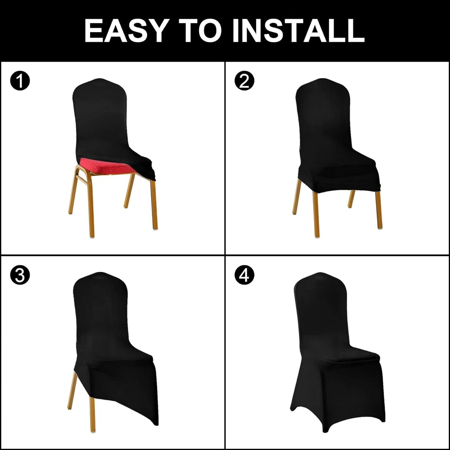 SUPERO Red Waterproof Polyester Spandex Chair Cover (100PCS, Universal Fit, Protector, for Party, Banquet, Wedding Event, Hotel)