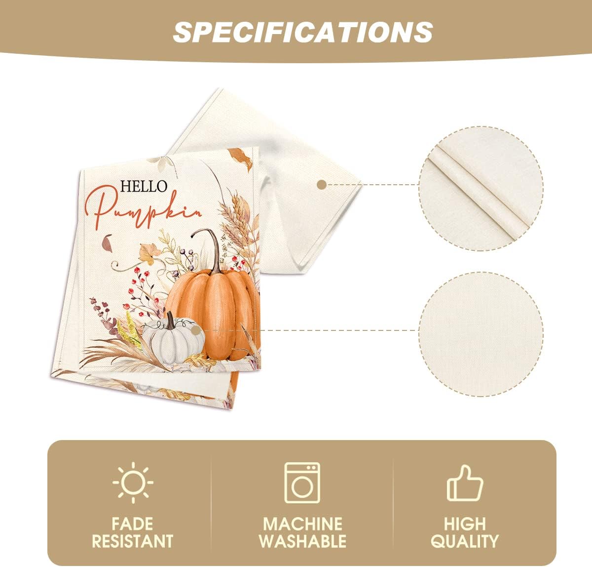 Artoid Mode Hello Pumpkin Flowers Leaves Thanksgiving Table Runner, Seasonal Fall Harvest Vintage Kitchen Dining Table Decoration for Indoor Outdoor Home Party Decor 13 x 72 Inch