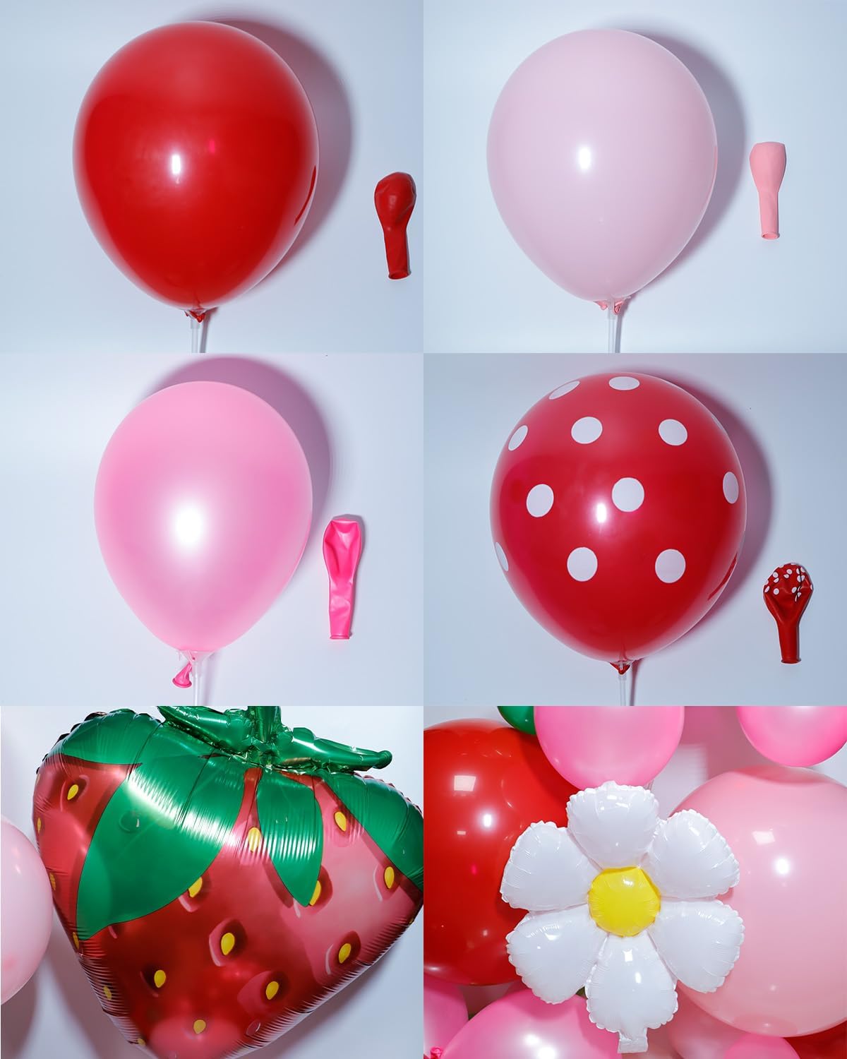 Strawberry Balloons Arch Garland Kit, 135PCS Red and Pink Balloons with Strawberry Daisy Foil Balloons for Sweet Girl Berry First Birthday Decor Baby Shower Themed Party Decorations