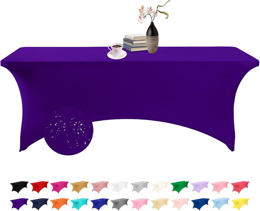 Spandex 8ft Waterproof Table Cover for Party,Wedding, Banquet, and Events(Purple)