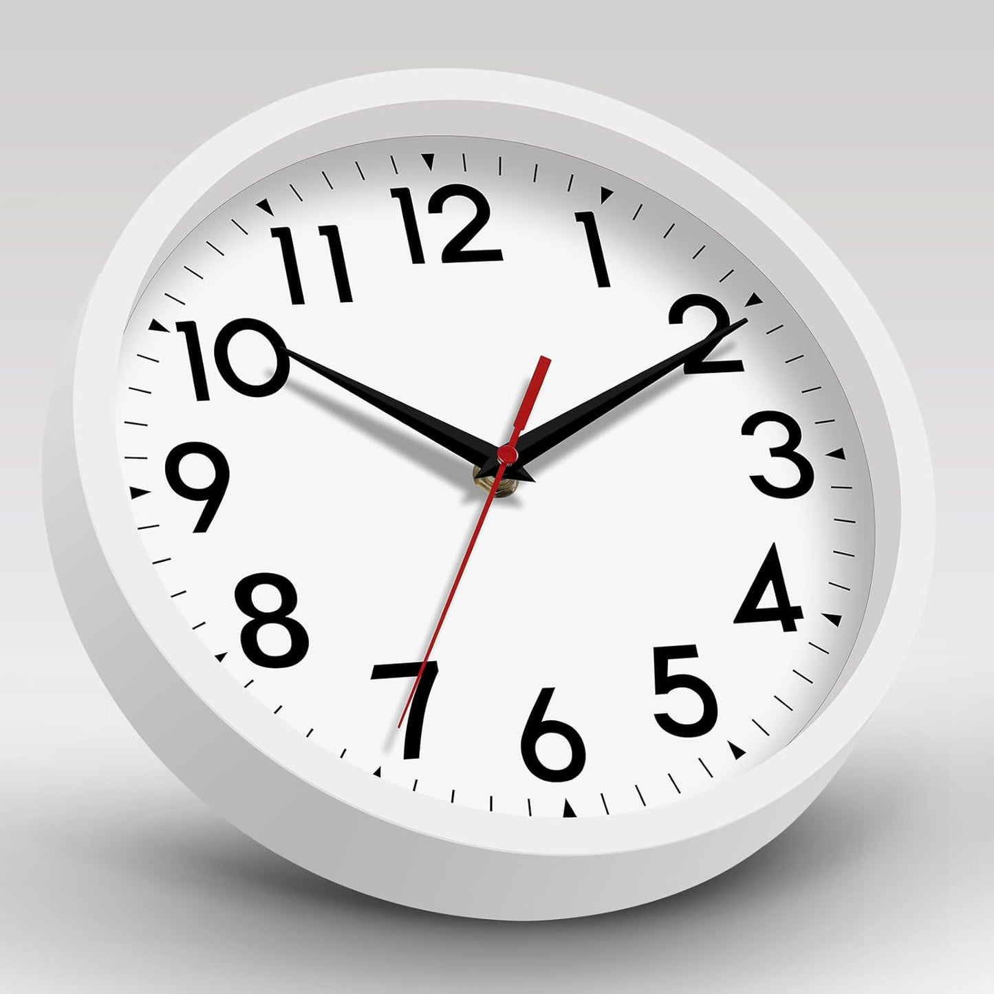 Wall Clock Modern Battery Operated 10 Inch Simpel Silent Non Ticking Analog Decorative for Kitchen Bathroom Bedroom Office Living Room School Classroom(White)