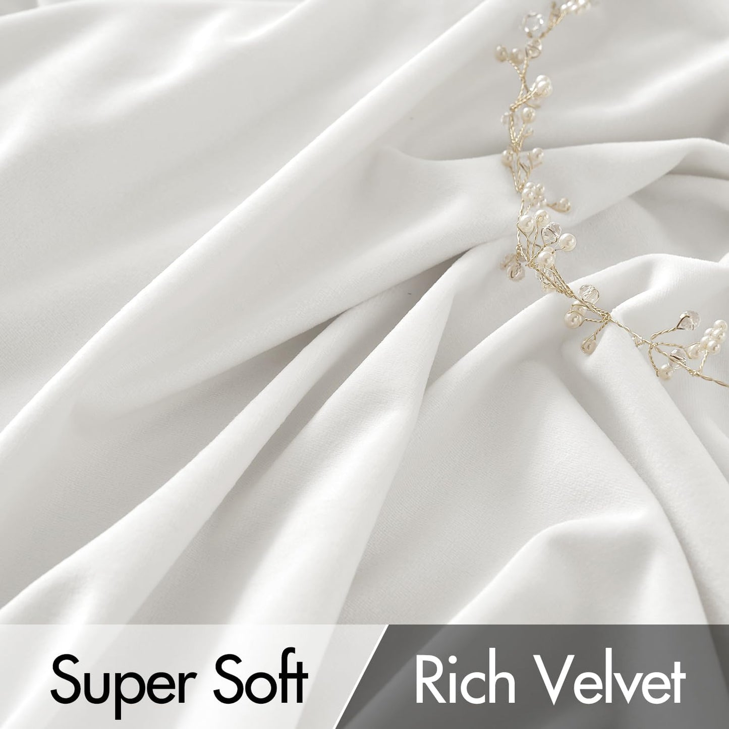 MIULEE White Velvet Curtains 84 inches Long 2 Panels - Luxury Pinch Pleated Room Darkening Window Drapes for Bedroom Living Room Thermal Insulated Super Soft, Back Tab Rod Pocket Elegant Decor