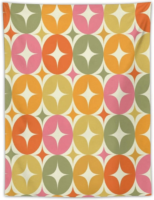 ICMOLYYENLO Abstract Cat Tapestry, Medieval Abstract Atomic Star Cat Vintage Home Wall Hanging Art Tapestry for Bedroom Living Room Dormitory 40x60 Inch