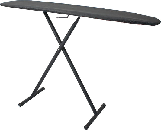 54" Full-Size Adjustable Ironing Board w/Thick Pad Cover, Leg Locking System, Foldable and Collapsible, Heavy-Duty Alloy Steel Construction, Space Saving Design - Charcoal