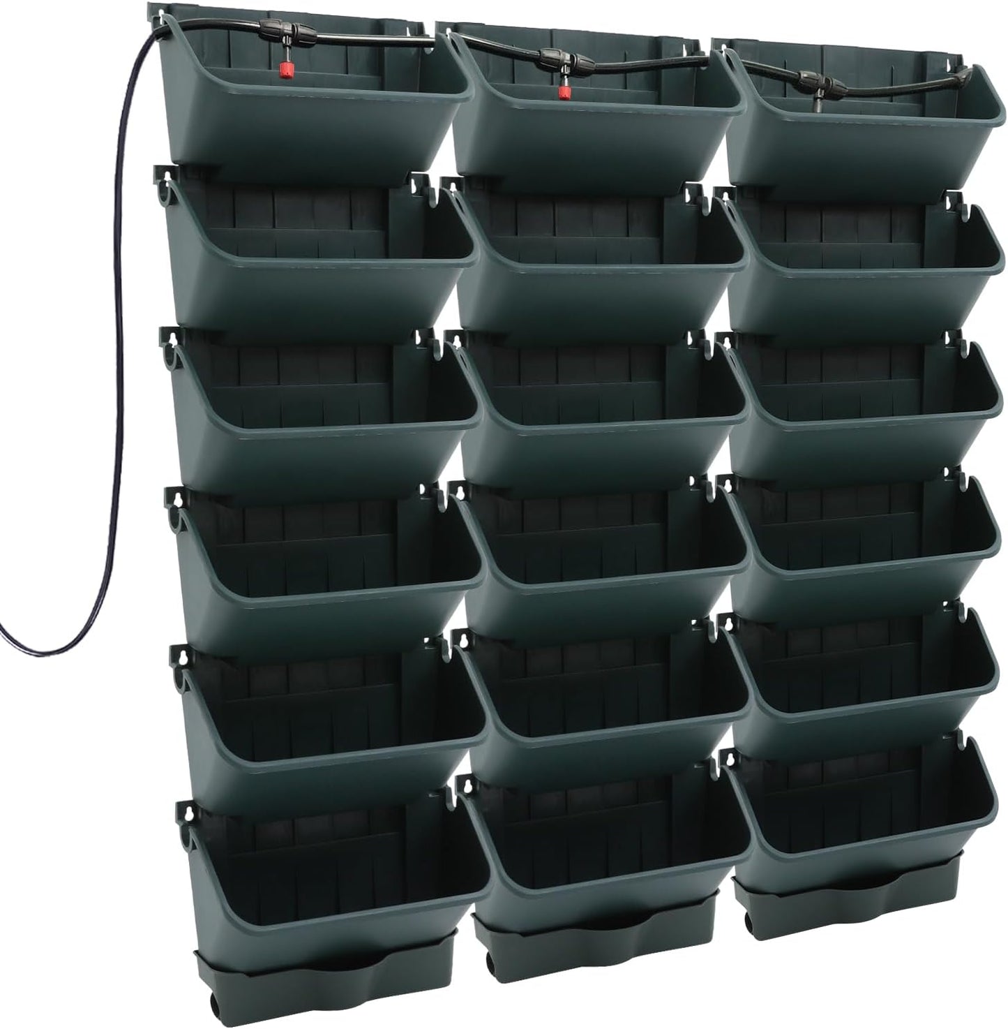 18 Pots Self-Watering Wall-Mounted Planter, 39.4”L x 39.4”H Vertical Wall Planter Self Watering Stackable Planters Vertical Garden Wall Garden Planter Outdoor Indoor for Herbs Flowers Strawberries