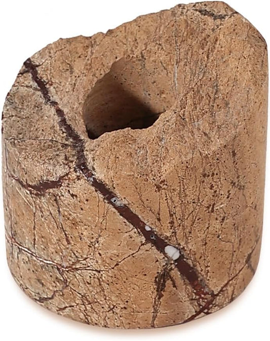 Travertine Candle Holder - Handmade Marble Candlestick Holder for Taper Candle - Vintage Small Stone Candle Sticks Holder Decor for Table Centerpieces, Wedding, Party, Fits 3/4 Inch Thick Candle