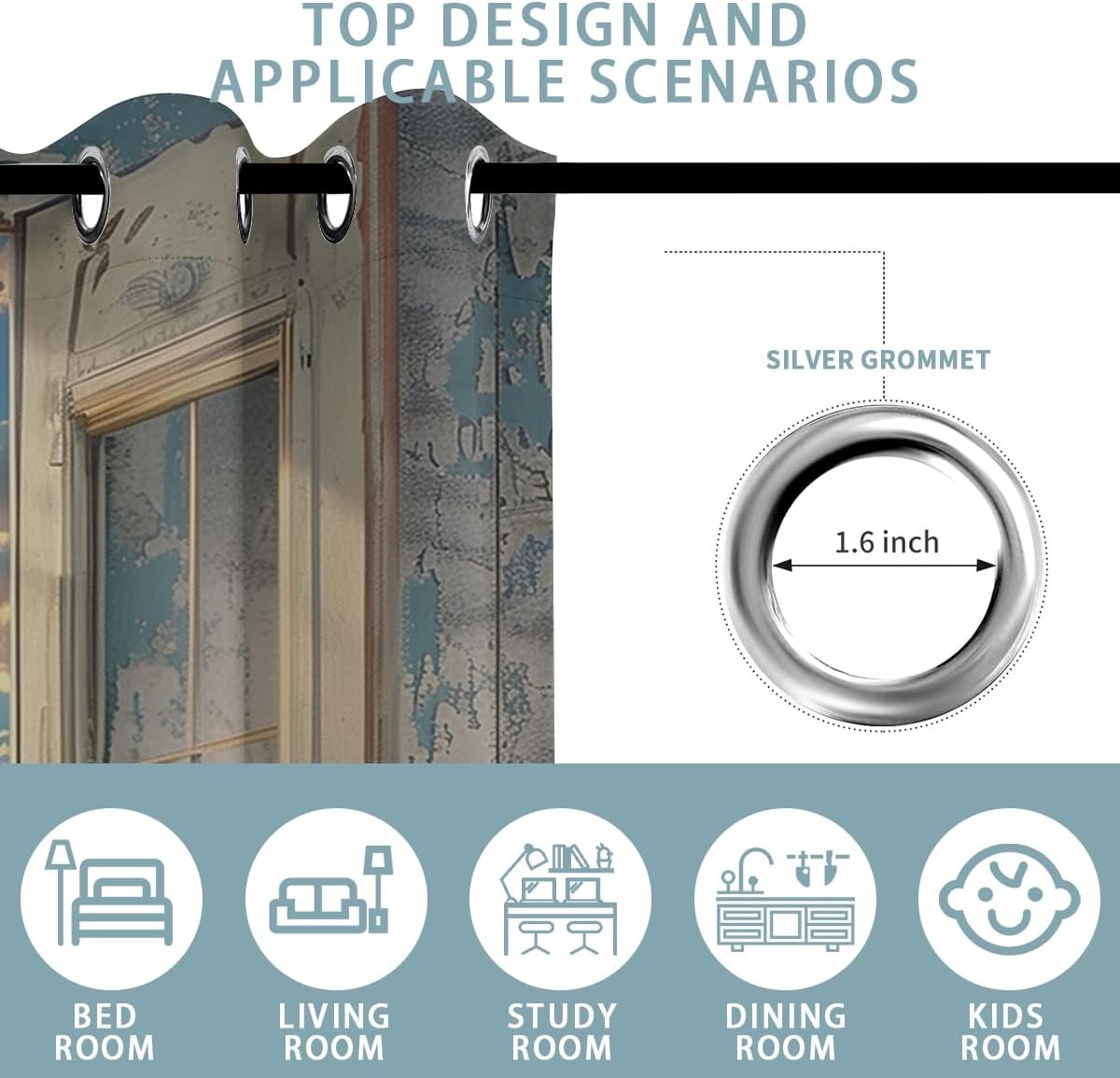 Landscape Blackout Curtains for Girls Boys Home Decor, Cow Sunset Grassland Mountain Natural Scenery Grommet Thermal Insulated Drapes Darkening Window Curtain for Bedroom Living Room, 72 x 63 Inch