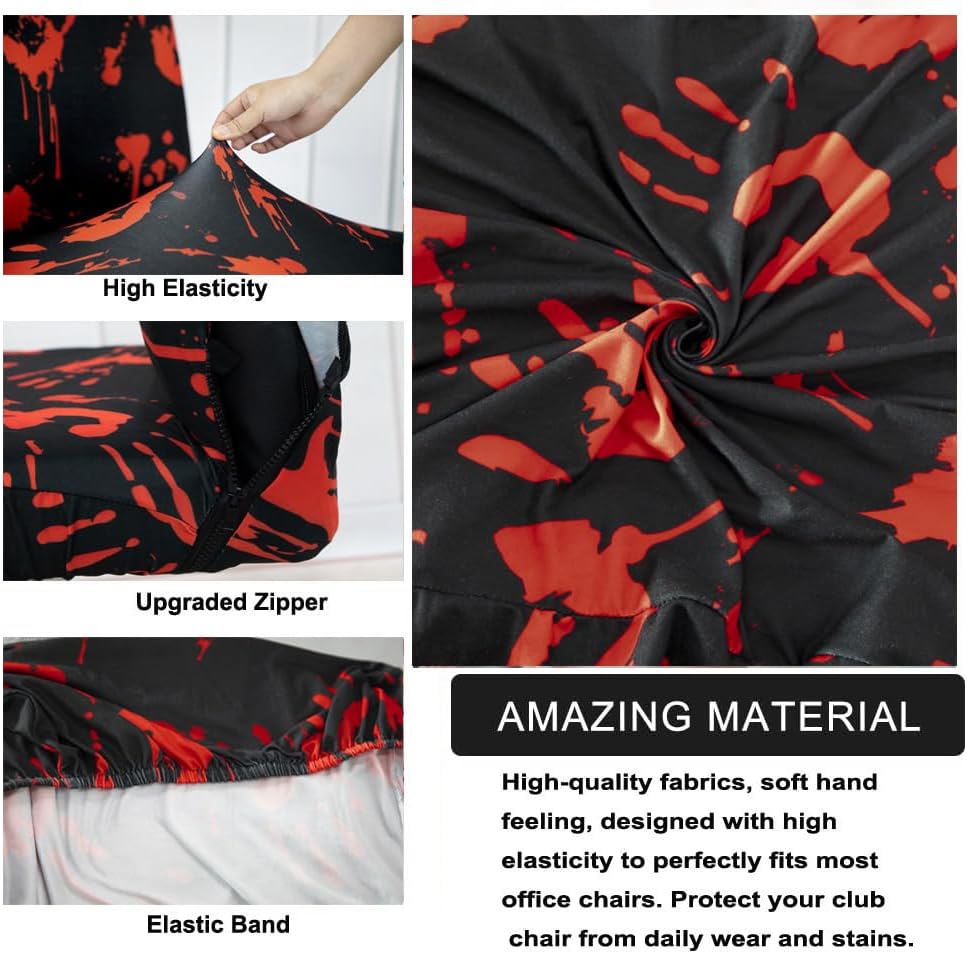 Halloween Office Chair Covers Bloody Handprints Footprints on Black Horror Theme Print Stretchable Slipcover for Modern Simplism Style High Back Boss Chair (No Chair) (M, Halloween04)…