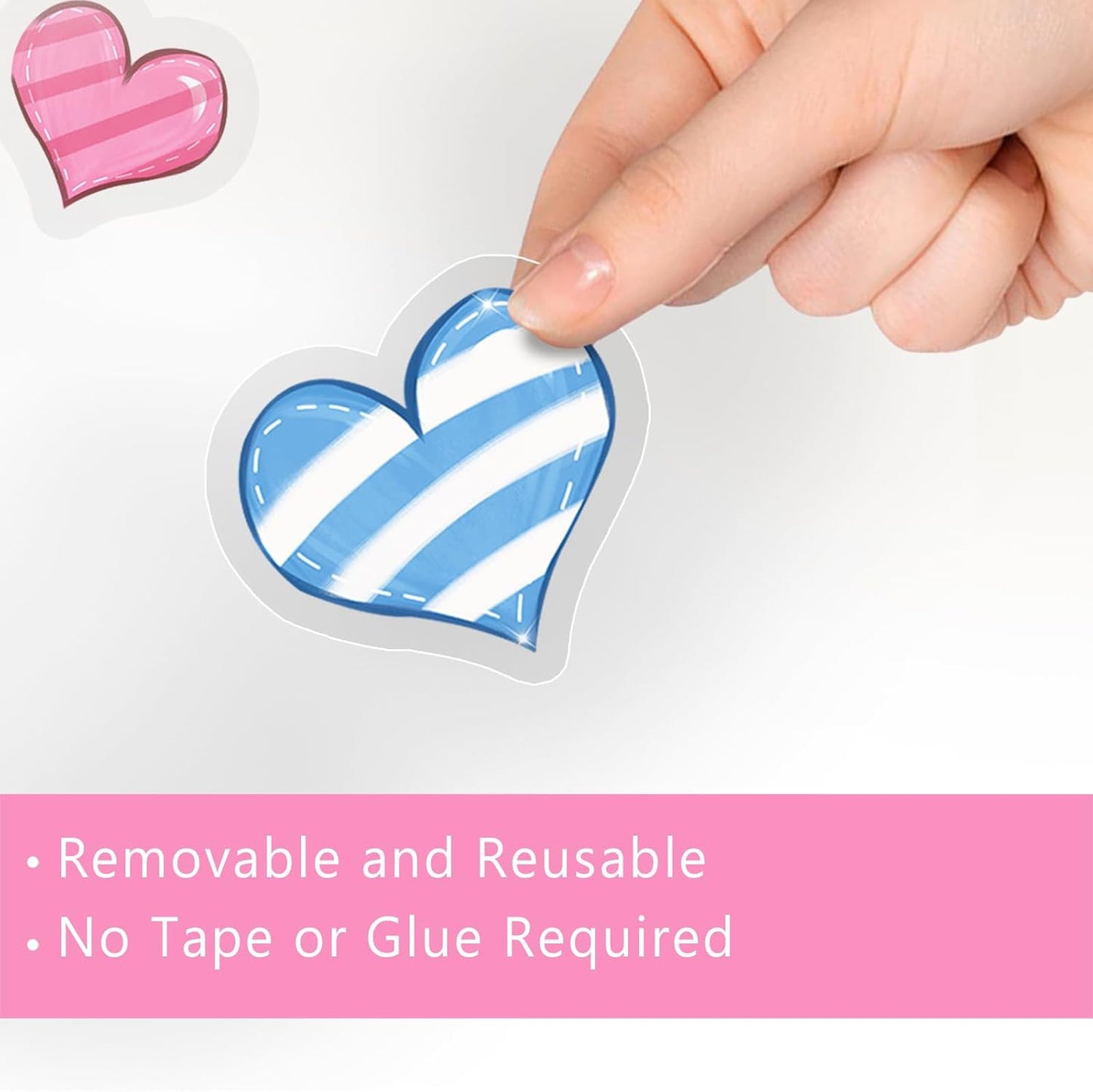 Mfault Valentines Day Love Hearts Window Clings 4 Sheets, Pink Blue Polka Dot Stripes Be Mine Romantic Stickers Decals Decorations, Anniversary Wedding Home Kitchen Decor Party Supplies