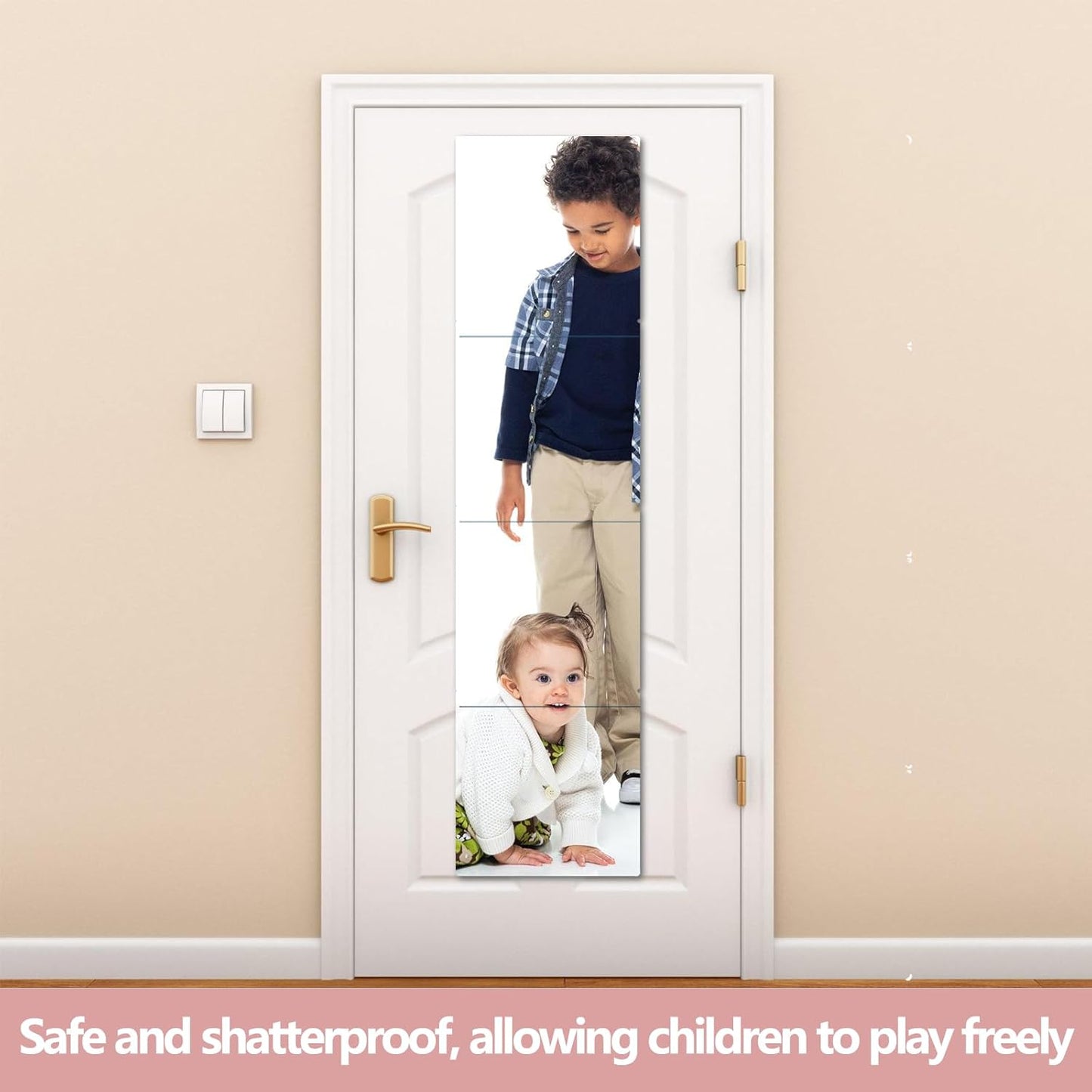 Unbreakable Full Length Wall Mirror,The Door Mirror,4Pack 14''x14'',Acrylic Kids Shatterproof Plexiglass Long Mirrors for Bedroom Closet,Children Non Glass Stick on Mirrors