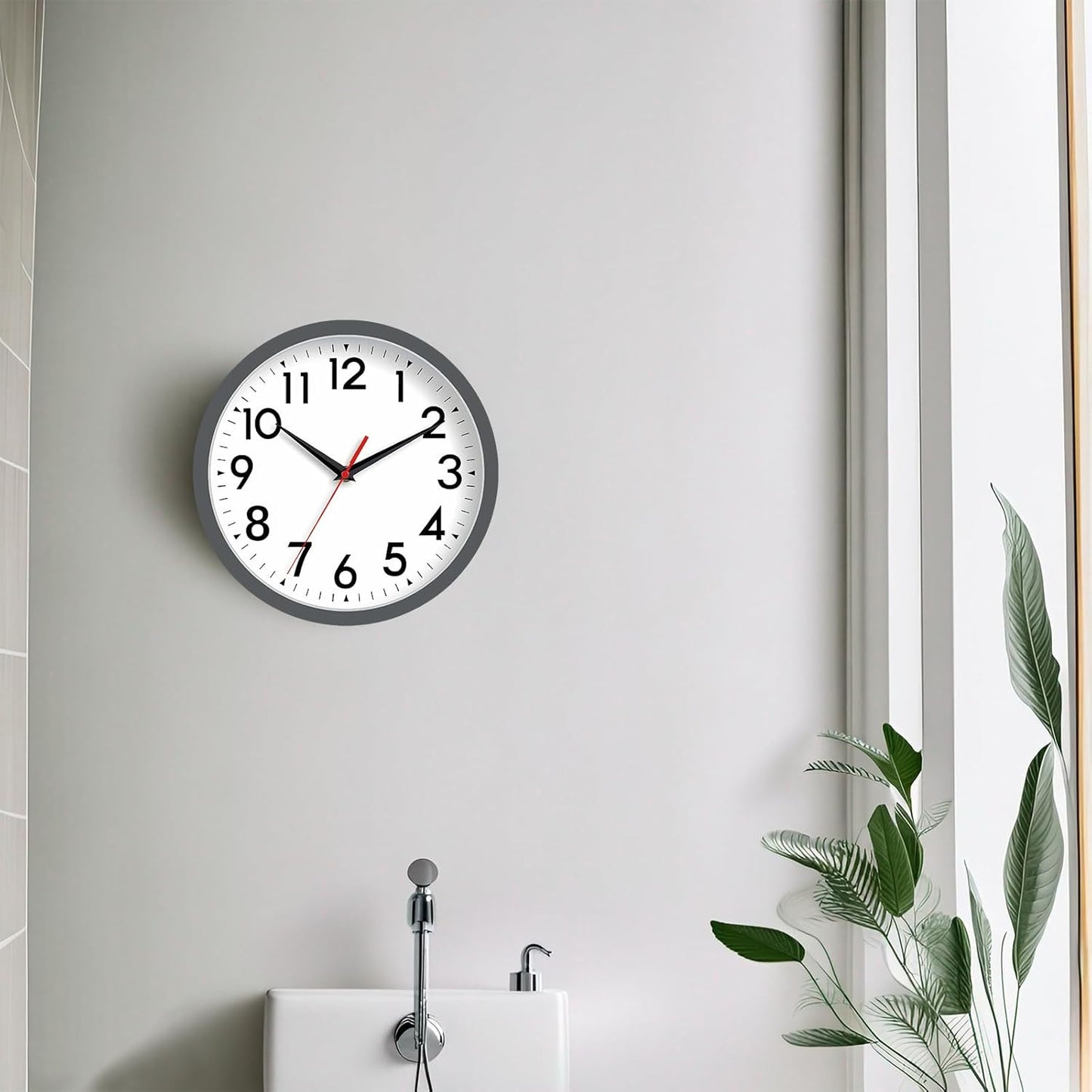 Wall Clock Small Analog 8 Inch Silent Non Ticking Battery Operated Modern Simple Decorative for Kitchen Office Bedroom Bathroom Living Room(Gray)