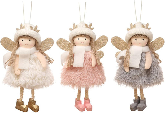 3pcs Christmas Angel Doll Decoration, Christmas Tree Hanging Ornaments, Thanksgiving Day Birthday Gifts, Fairy Presents, Tree Hanging Pendant, Home Party Ornament, Gift Toys for Kids