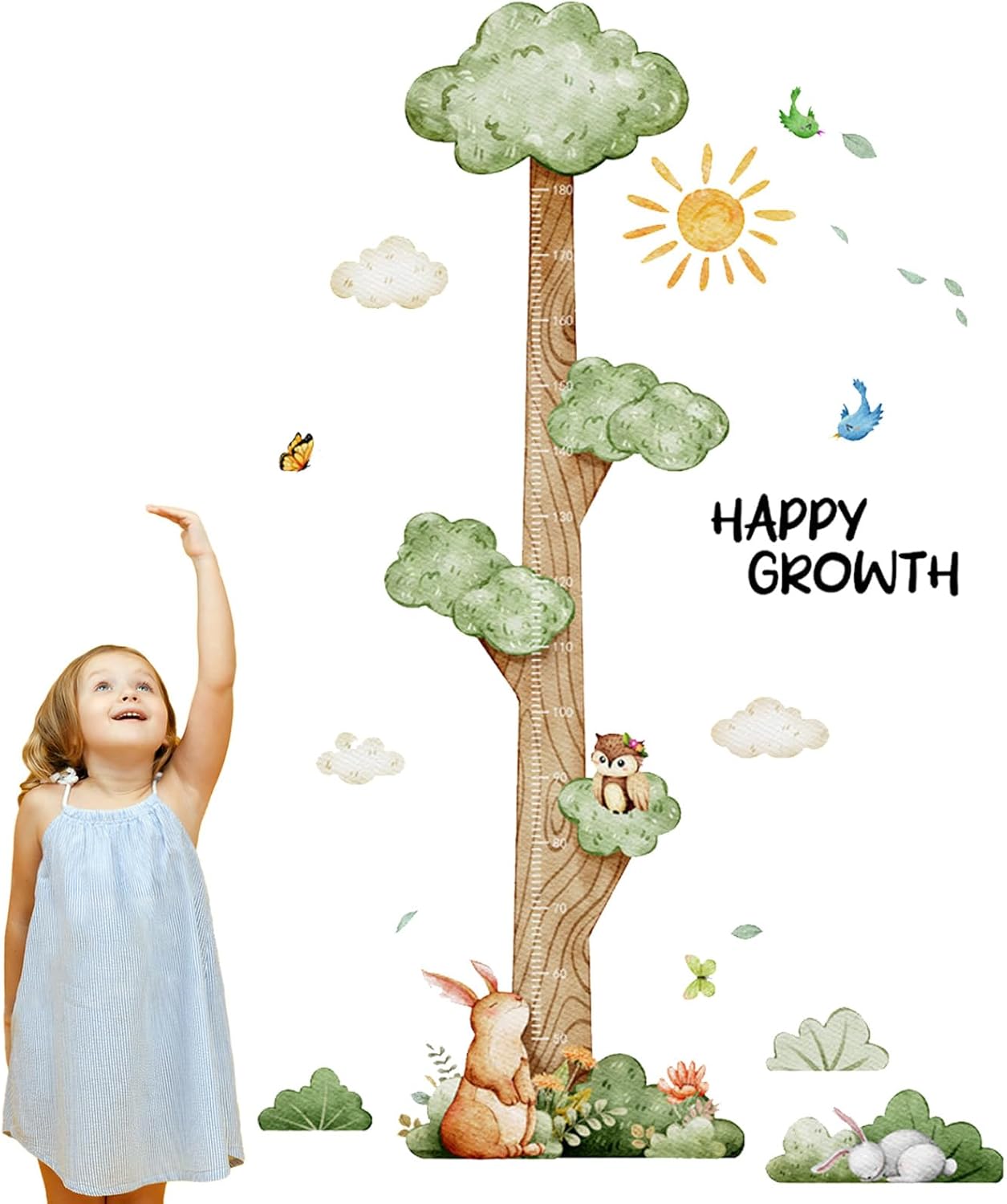 3D Cartoon Height Chart for Kids, DIY Growth Stickers, Removable Height Wall Chart for Kids Nursery, Bedroom, Bathroom