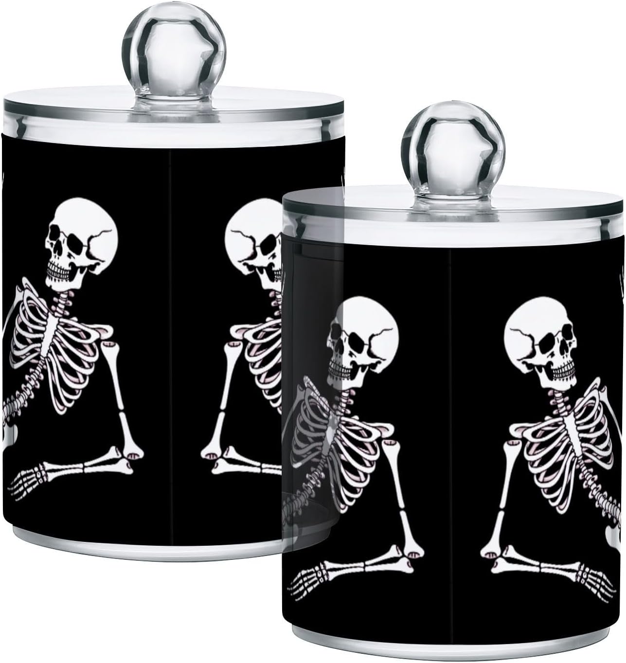 Halloween Skull 2PC Airtight Transparent Glass Storage Jar, Food Storage Container Glass, Can Store Candy, Salt, Coffee Beans, With lid, Easy To Use…