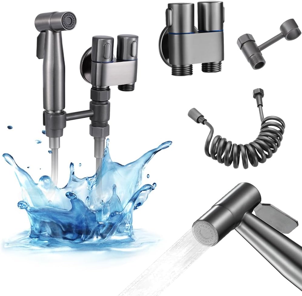 MLD Handheld Toilet Bidet Sprayer, Toilet Faucet Handheld Bidet Sprayers, Hand Shower Toilet Hose Sprayer Attachment for Water Spray and Cloth Diaper Wash (Grey)