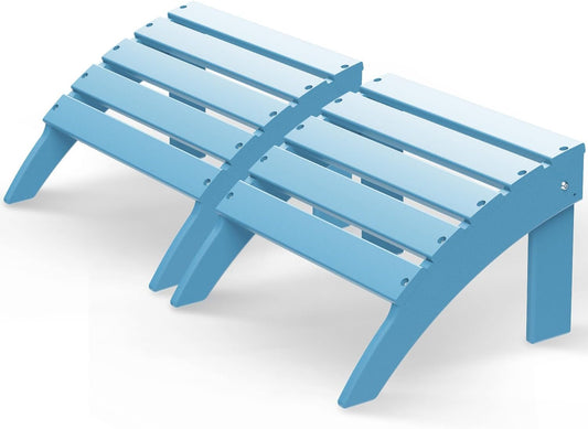 GREENVINES Adirondack-Ottoman | Set of 2 | HDPE Plastic | Outdoor Footrest | All Weather | Foot Rest | Foot Stool | Arctic | for Adirondack Chair | for Patio Backyard Pool