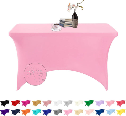 Spandex 4ft Waterproof Table Cover for Party,Wedding, Banquet, and Events(Pink)