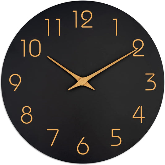 Mosewa Large Wall Clock 16 Inch Black Battery Operated Silent Non Ticking Simple Minimalist Rose Gold Numbers Clock Decorative for Bedroom Living Room Kitchen Home Office