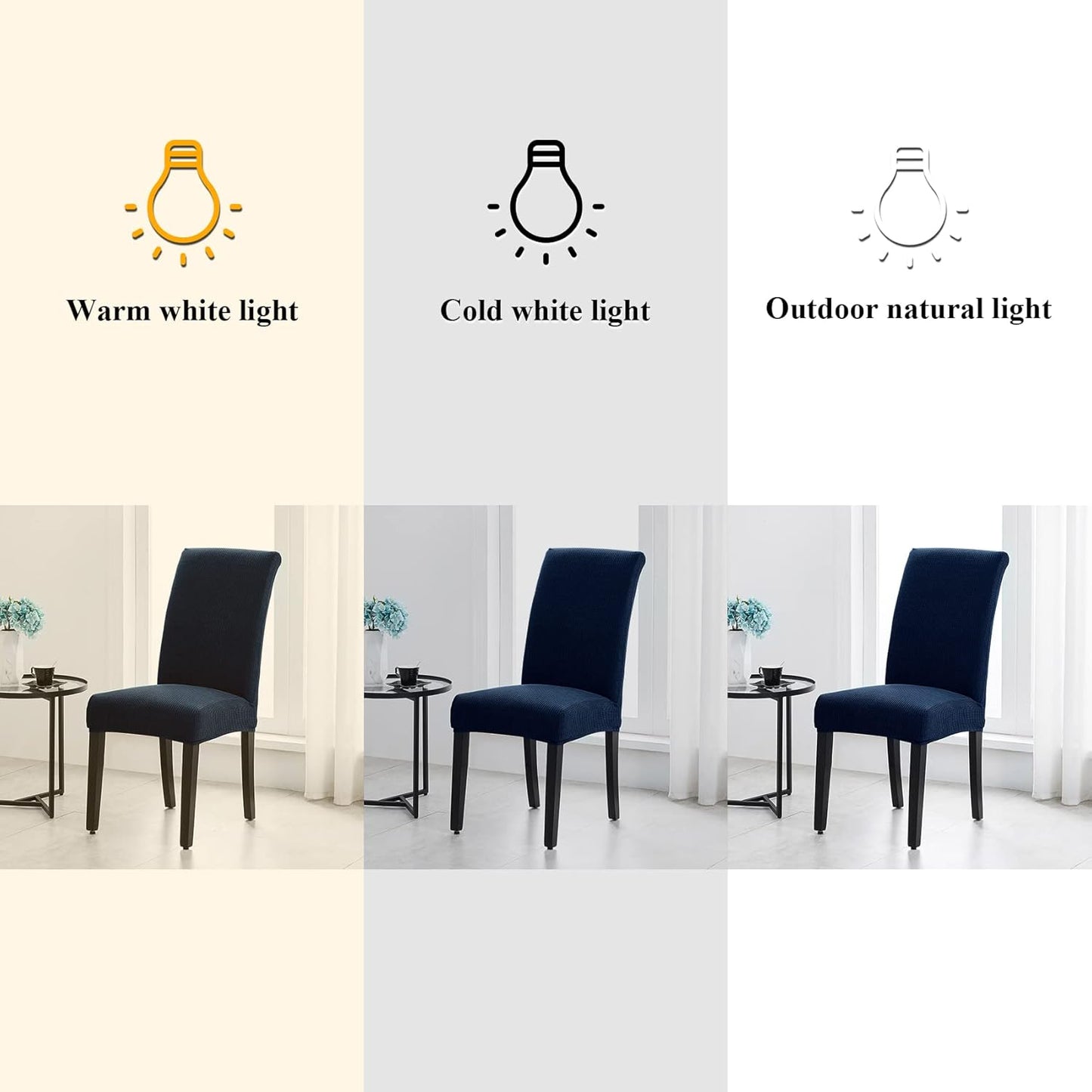 Joccun Chair Covers for Dining Room Set of 4, Dining Chair Slipcovers Stretch Dining Room Chair Covers Seat Protector,Washable Parsons Chair Cover for Home,Hotel,Banquet(Navy,4 Pack)