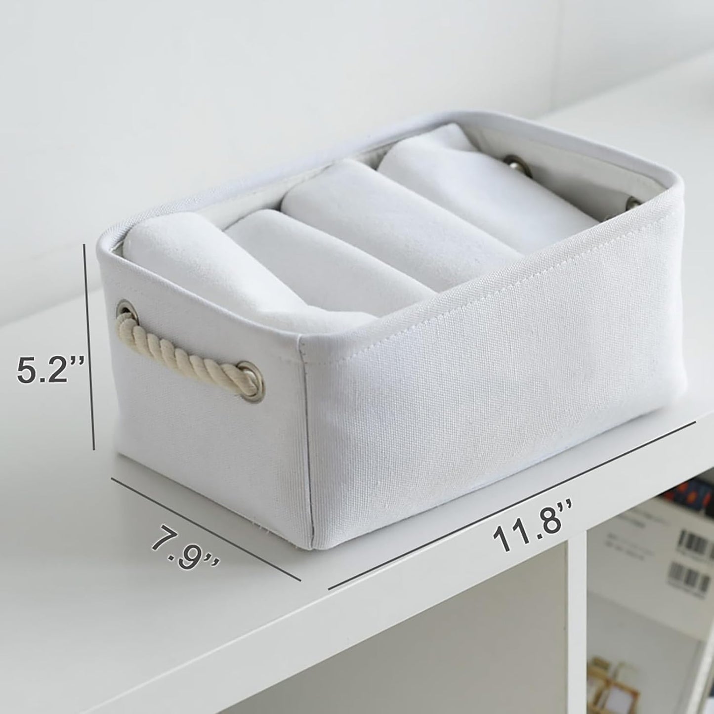 TheWarmHome Storage Basket for Gifts Empty - 11.8x7.8x5.2 inch 1 Pack Fabric Storage Cubes, Nursery Organizers and Storage for Closet Cloth Toy Book (White)