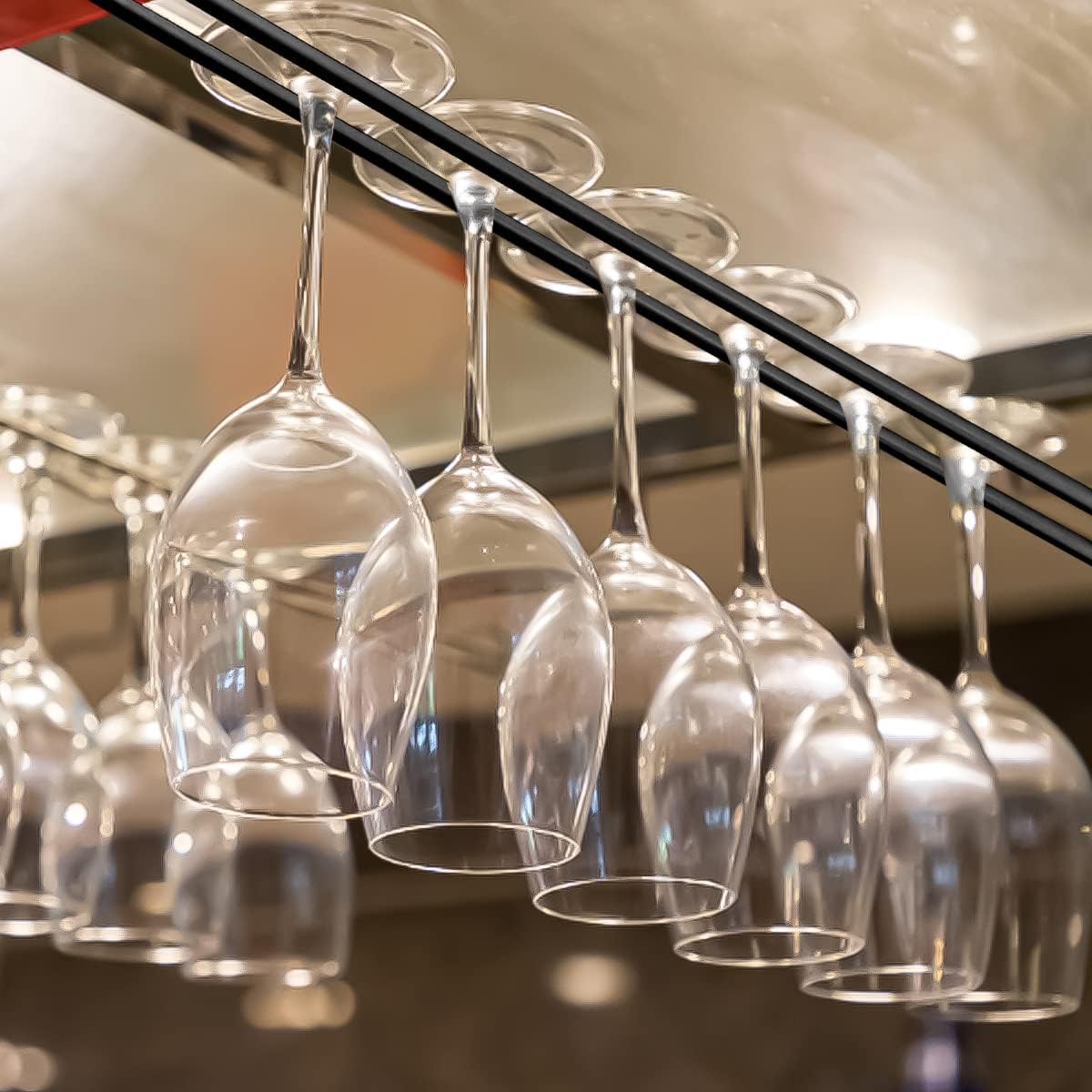 Enenes Heavy Duty Metal Stemware Rack 2 Pack, 10.3 Inch Under Cabinet Hanging Wine Glass Holder for Kitchen Bar, Organize Cups, Goblets, Wine Glasses