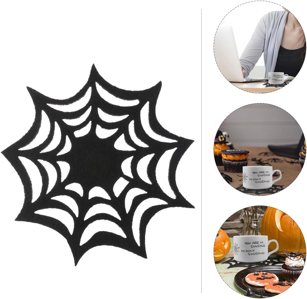 VOSAREA 10pcs Halloween Spider Web Coasters Placemat Decorative Table Placemats Doilies Halloween Decorarion Supplies