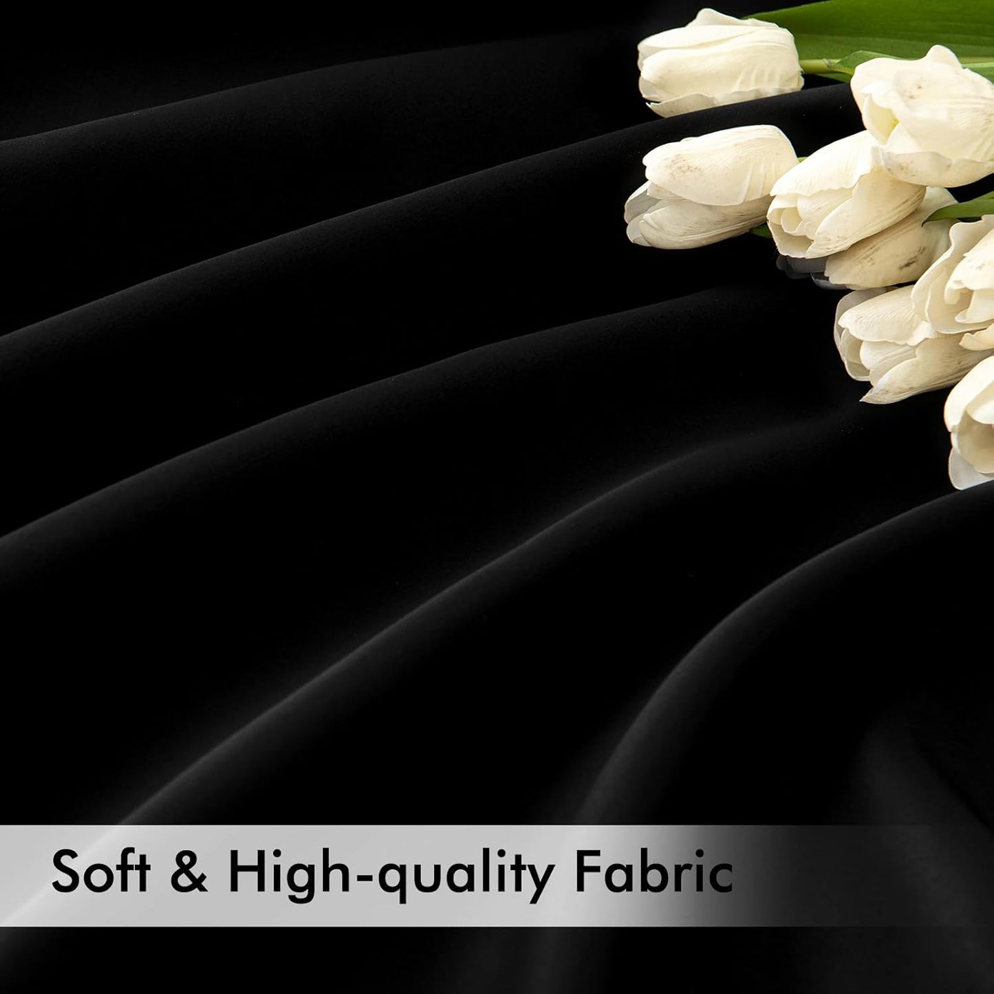 MIULEE Back Tab Blackout Curtains 102 Inch Long 2 Panels Set for Living Room Bedroom, Halloween Black Rod Pocket/Pinch Pleated Thermal Insulated Room Darkening Light Blocking Floor to Ceiling Drapes