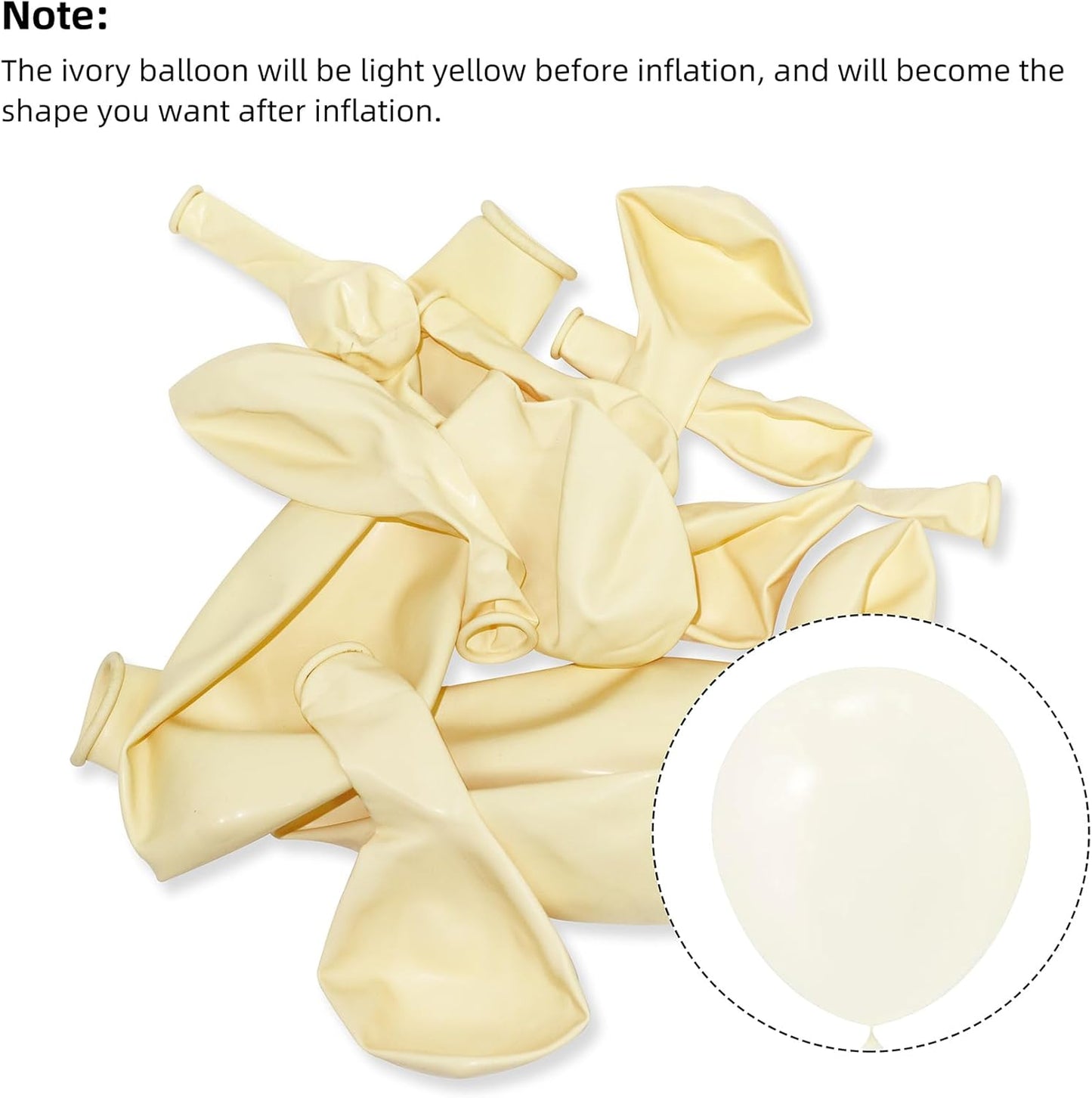 130pcs Ivory White Balloons Different Sizes 18" 12" 10" 5" Party Latex Balloons for Birthday Baby Shower Graduation Wedding Gender Reveal Anniversary Party Decorations