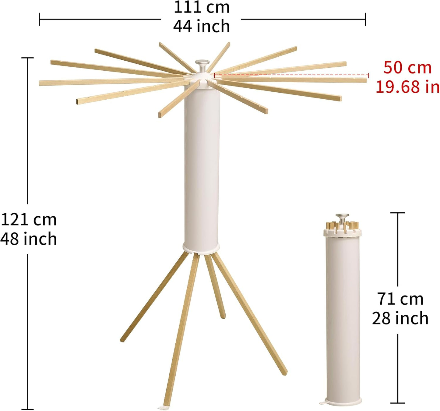 JOOM Four Legs Clothes Drying Rack, Garment Rack Portable and Foldable Space Saving Laundry Drying Rack - Drying Rack Floor Folding Balcony Bedroom Solid Invisible Household