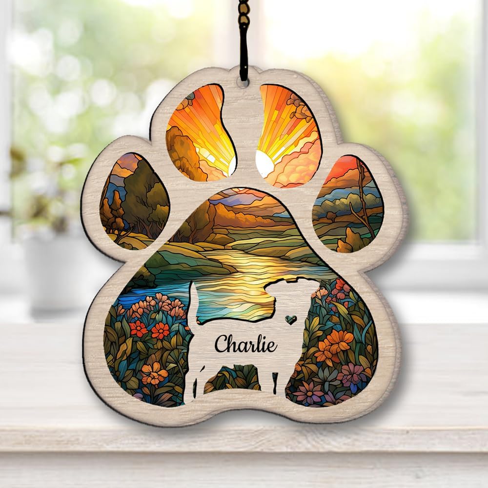 IZI POD Personalized American Staffordshire Terrier Suncatcher Dog Memorial Gifts, Custom American Staffordshire Terrier Ornament Christmas Tree, Dog Remembrance Gift, Pet Memorial Ornament