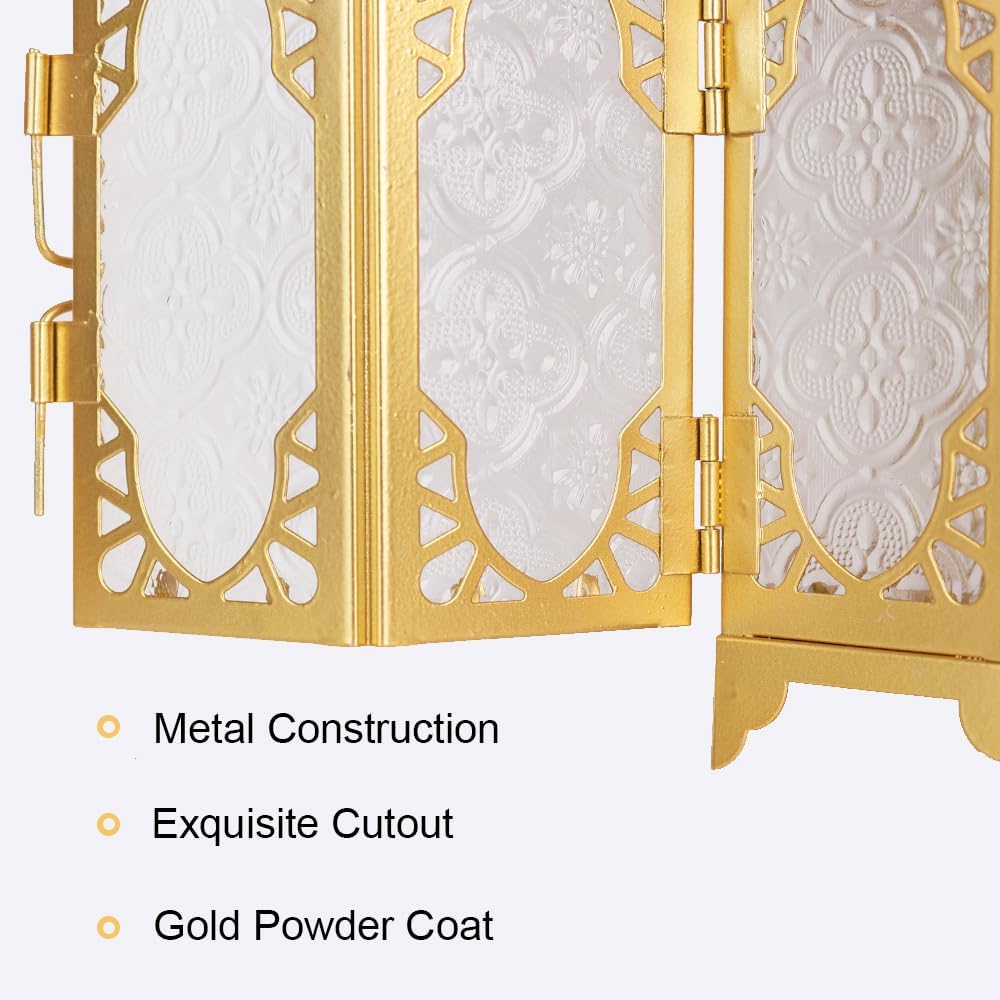 NEEDOMO 12.8'' Moroccan Lanterns Decorative Indoor & Outdoor, Vintage Christmas Candle Holder, Metal Lanterns Decorative, Table, Patio, Porch, Shelf, Christmas Spring Ramadan Eid Home Decor (Golden)