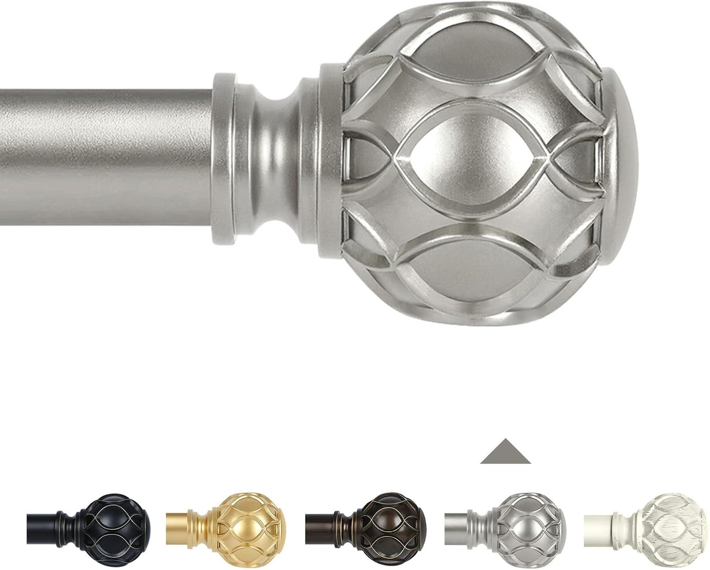 Silver Adjustable Curtain Rods for Windows:36-88 Inch Farmhouse Heavy Duty Curtain Rod for Bedroom Living Room,Boho Decorative Rustic Drapery Rods with Vintage Coastal Finial,Antique Silver