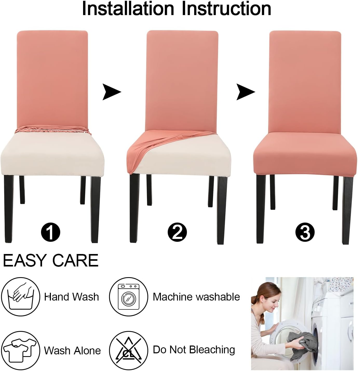 JQinHome Terra Cotta Chair Covers for Dining Room Set of 2, High Stretch Removable Washable Parsons Chair Slipcover for Home Party Hotel Wedding Ceremony (2PCS,Terra Cotta)