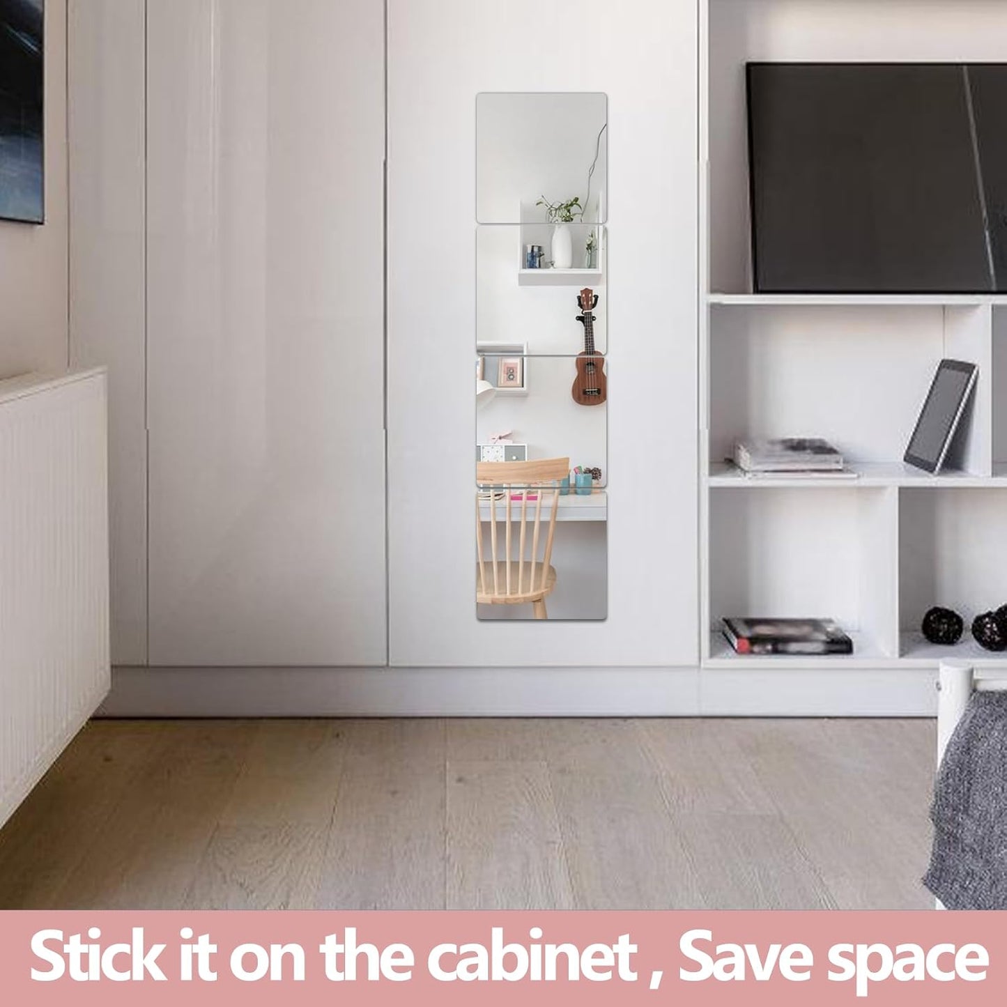 Unbreakable Full Length Wall Mirror,The Door Mirror,4Pack 14''x14'',Acrylic Kids Shatterproof Plexiglass Long Mirrors for Bedroom Closet,Children Non Glass Stick on Mirrors