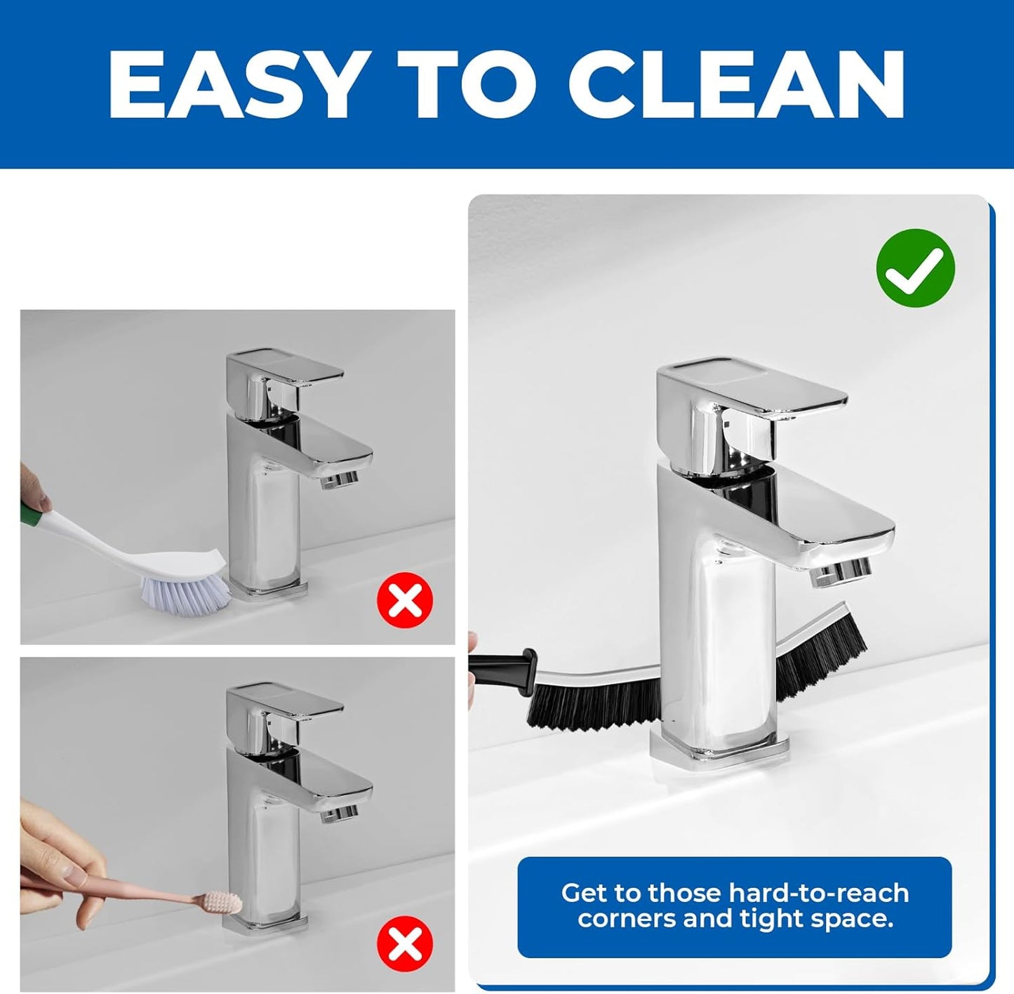 Crevice Cleaning Brushes, Serrated Cleaner Scrub Brush Tool for Hard to Reach Tight Space, Home Essentials, Cleaning Supplies for Shower, Bathroom, Kitchen, Toilet, Window (2, Black)