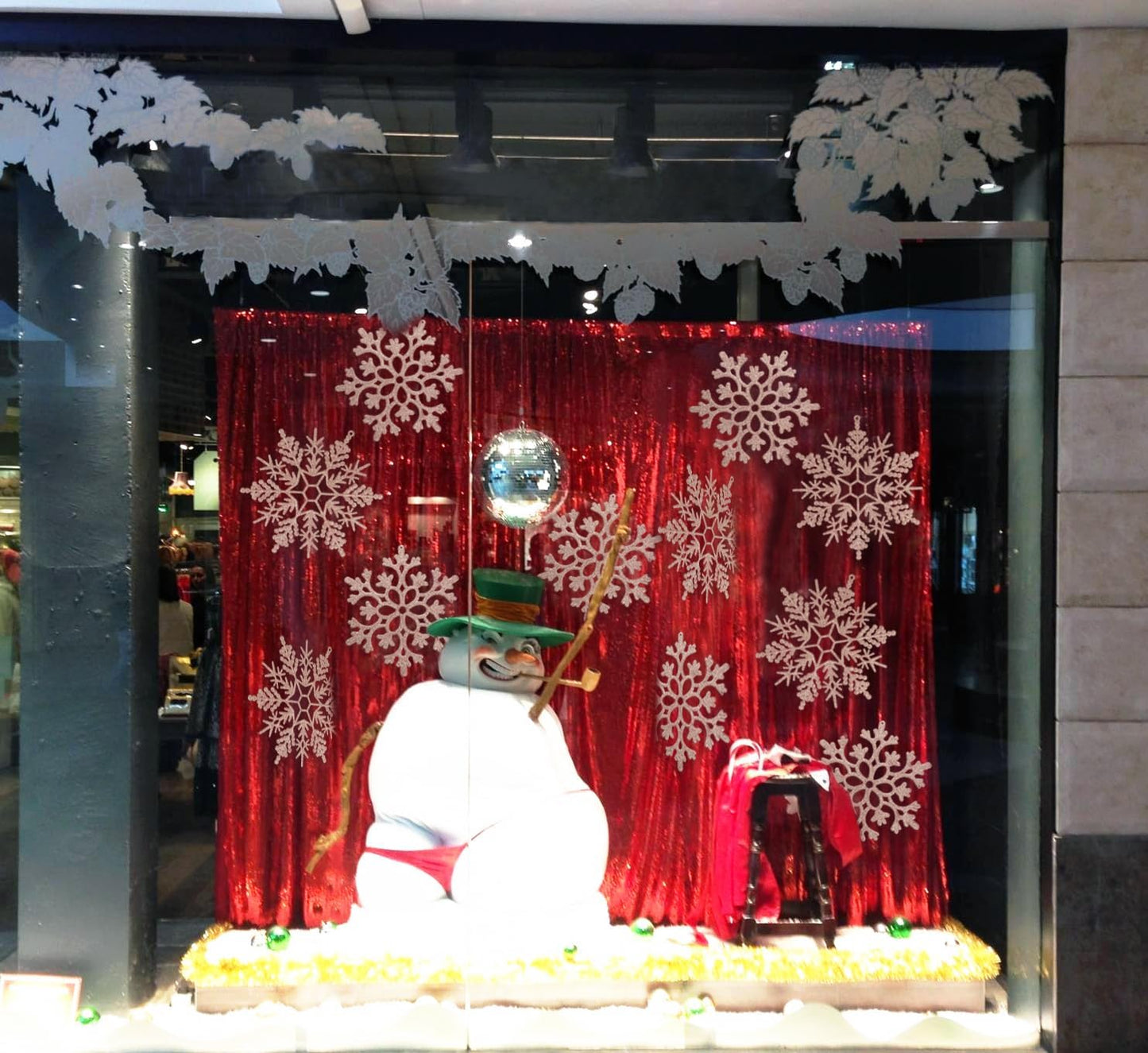 6pcs Large Snowflakes Ornaments Rose Gold 12” Big Plastic Glitter Snowflake for Winter Indoor Outdoor Christmas Tree Window Room Decorations Giant Craft Snowflakes