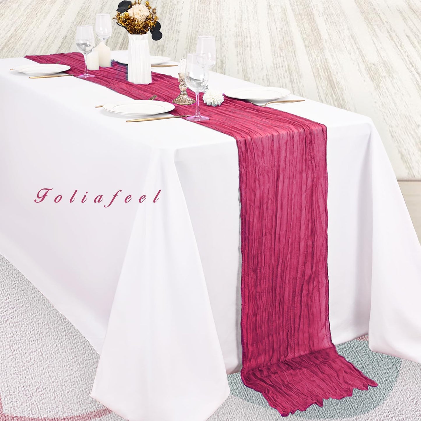 Hot Pink 20 Pack Cheesecloth Table Runner 10FT Boho Fabric Rustic Cheese Cloth Table Runner for Wedding 20 x 120 Inch Long Bridal Shower Baby Shower Gauze Sheer Birthday Party Table Decorations