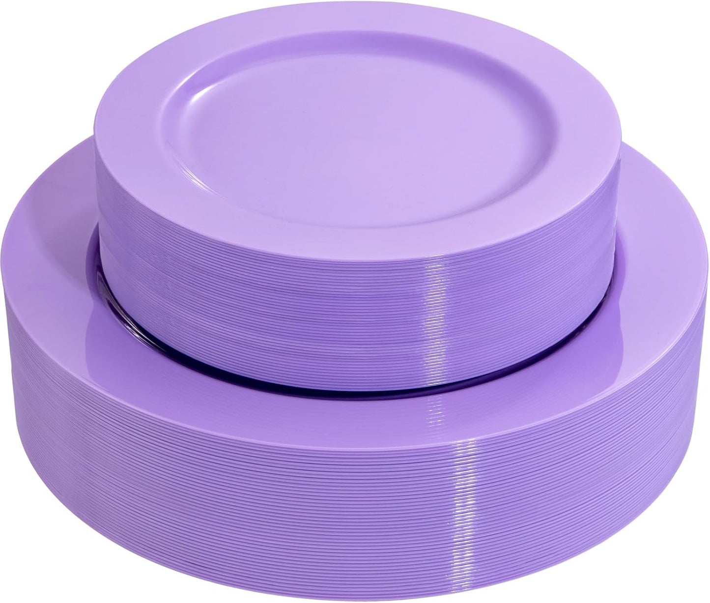 FLOWERCAT 60PCS Purple Plates - Heavy Duty Purple Plastic Plates Disposable for Easter Party/Wedding - Include 30PCS 10.25" Dinner Plates and 30PCS 7.5" Dessert Plates