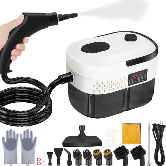 Handheld Steam Cleaner, 2500W High Pressure Steam Cleaner, 15s Fast Heating Portable Steamer for Cleaning with 17 pcs Accessories for Dirt, Grease, Grout, Tile,Floor, and Car (White)