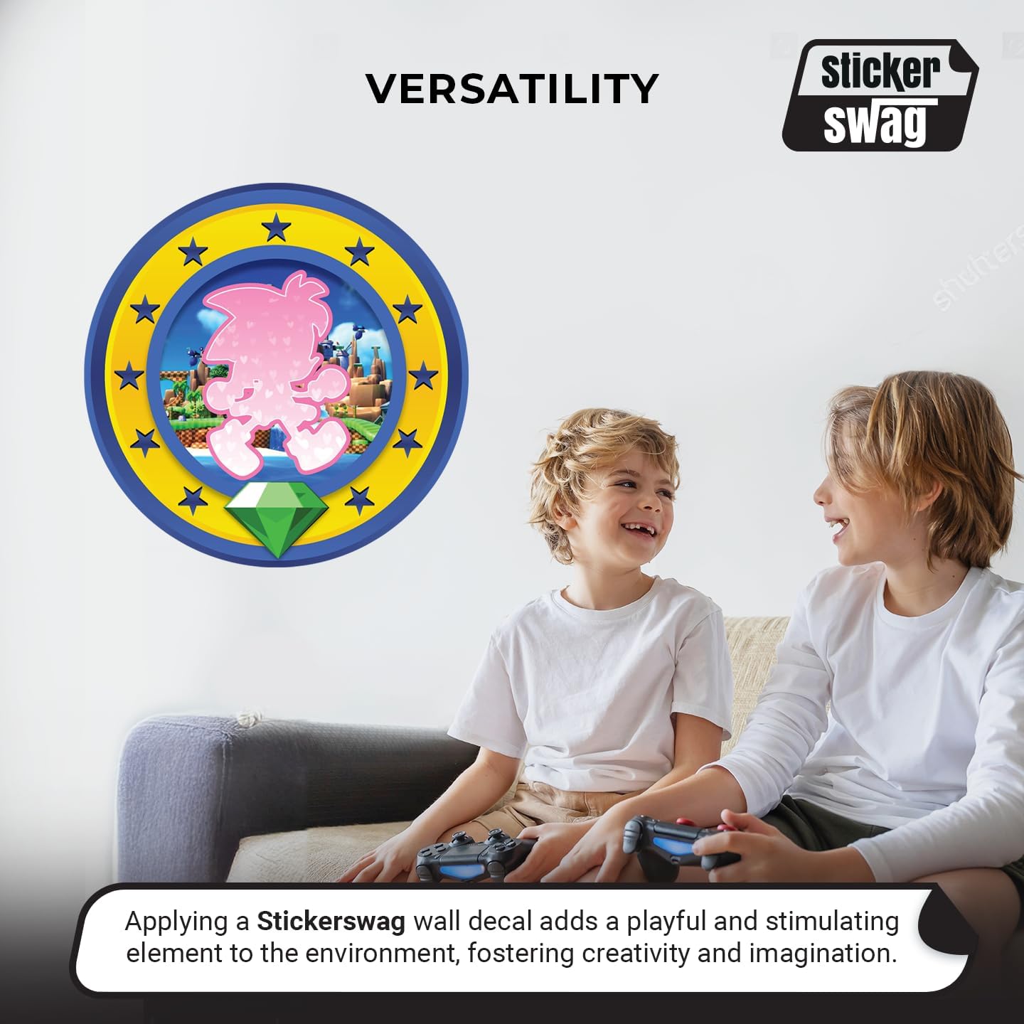 Speed Hero Wall Decal – Removable Vinyl Wall Art with Chaos Emerald Design – Gaming Room, Bedroom & Playroom Decor (Speed Hero)