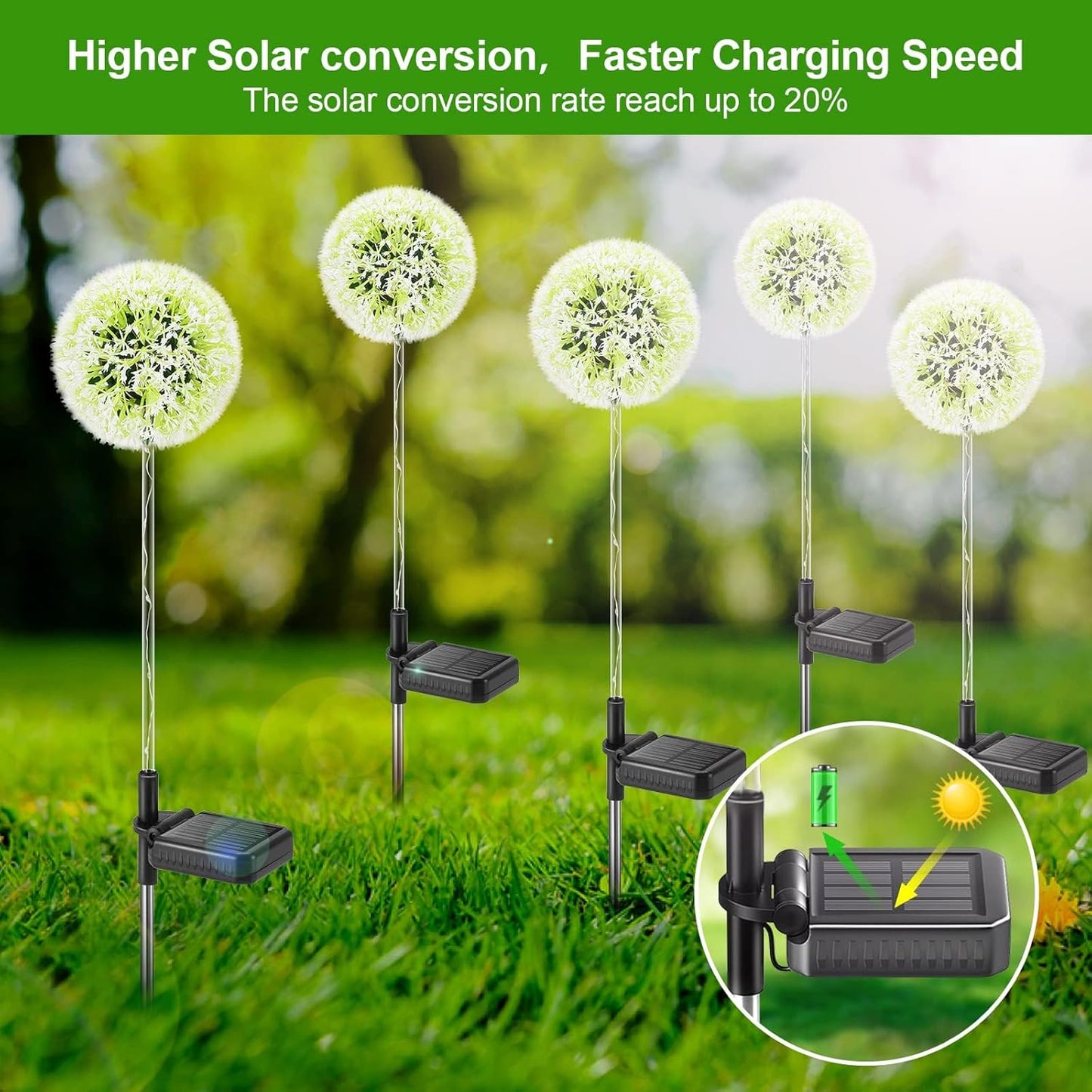 Solar Dandelion Lights Outdoor Decorative: 6 Pack Garden Lights Solar Powered - Waterproof Colorful Flower Light Decor for Yard Patio Porch Pathway Outside Lighting, Unique Gifts for Women