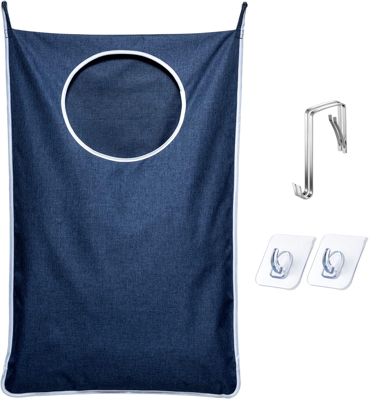 KEEPJOY XL Hanging Laundry Hamper Bag, Hanging Hamper with 2 Strong Hooks for Dirty clothes Door Hanging Laundry bag Large Size 36X22 inch (Blue-1Pack)