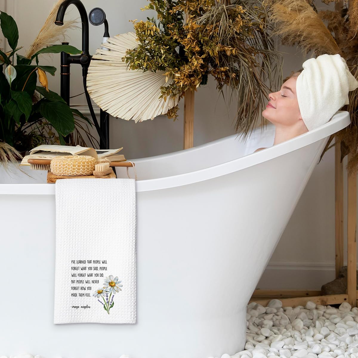 Inspirational Kitchen Hand Towel, Hostess Gift for Women, Christian Quote Waffle Weave Towel, Faith Decor Accent for Kitchen or Bathroom