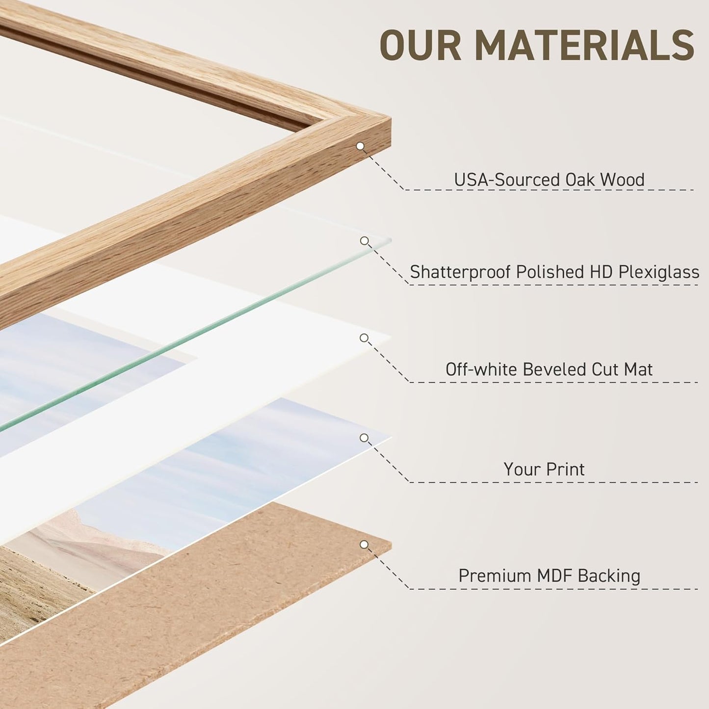 16x24 Poster Frame Natural Solid Oak Photo Frames with 12x18 Removable Mat Wall Hanging Large Handcrafted Frame with HD Plexiglass Wall and Tabletop Display Large Picture Frame