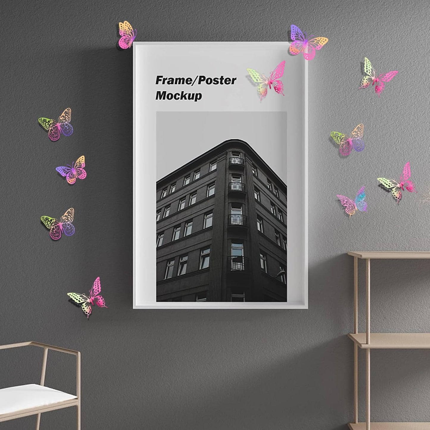 SAOROPEB 3D Butterfly Wall Decor 48 Pcs 4 Styles 3 Sizes, Purple Butterfly Decorations for Birthday Decorations Butterfly Party Decorations Cake Decorations, Removable Stickers (Laser Pinkpurple)